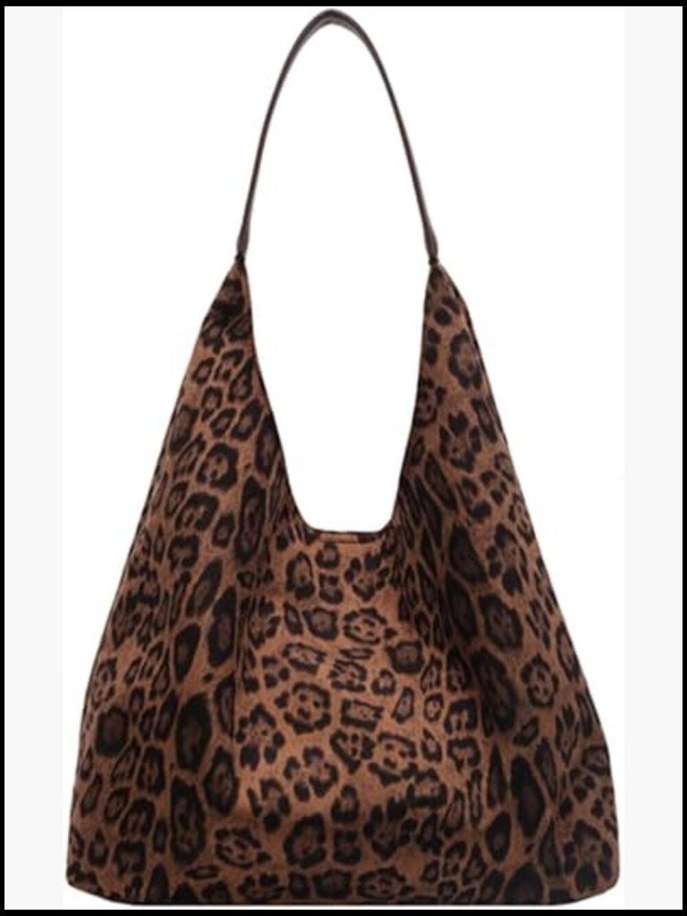 Faux Suede Leopard Tote Bag Large Capacity Hobo Shoulder Bag Work Travel